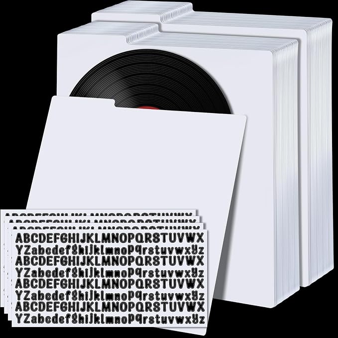 120 Pcs Vinyl Record Dividers Blank LP Divider with 4 Sheets A - Z Alphabet Labels, White Plastic Organizer with Tabs for 33 RPM Storage and Protection by Namalu