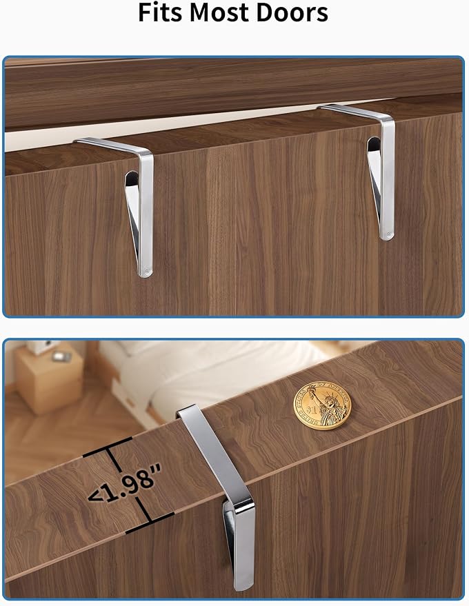 JARLINK Over the Door Organizer for Bedroom, Pantry, Bathroom, 5 Shelf Grey | Anti-Tilt Design, 44 lb Load Capacity, Hanging Door Organizer with 5 Large Capacity Pockets, Behind Door Storage for Nursery - Image 9