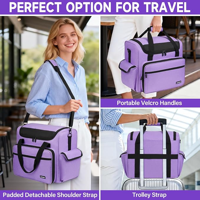 Craft Bag for Scrapbook Supplies, Large Scrapbook Tote with 15.6'' Laptop Sleeve, Art Supply Storage Bag with Multiple Pockets for Scrapbooking Tools, Purple - Image 5