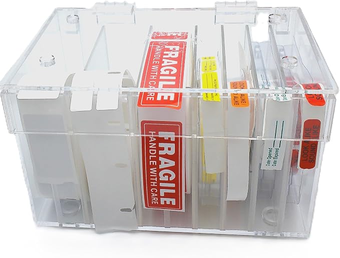 Adjustable Multi-Label Dispenser, Stack & Easy Peel Box (fit 5 to 10 Rolls), By Quality IZ by QualityIZMedicalSolutions