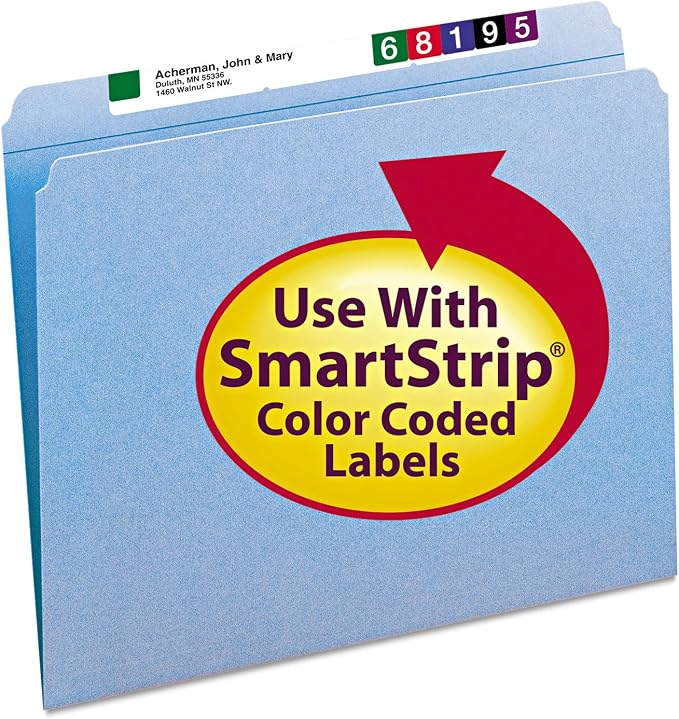 Smead File Folder, Reinforced Straight-Cut Tab, Letter Size, Blue, 100 per Box (12010) - Image 6