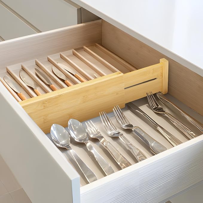 VaeFae 6 Pack Bamboo Drawer Dividers, 4" High Adjustable 11.9-17.1" Clothes Drawer Organizers, Expandable Separators for Bedroom/Bathroom/Kitchen/Office Storage - Image 7
