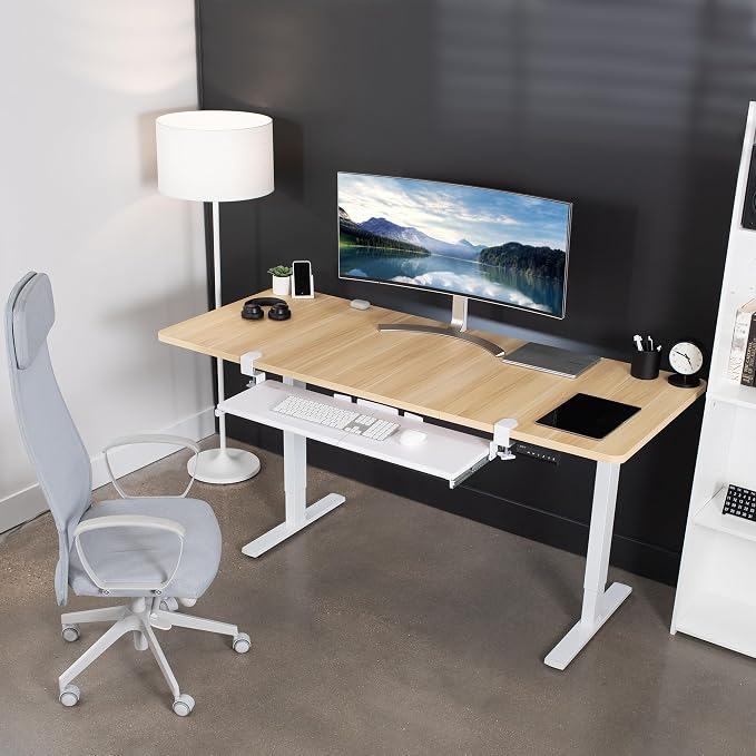 VIVO White Extra Large 34 x 11 in Under Desk Keyboard Tray, MOUNT-KB15EW | Keyboard Tray for Typing, Slide Out Platform, Extra Sturdy C-Clamp Mount System, Computer Drawer, Black Frame - Image 9