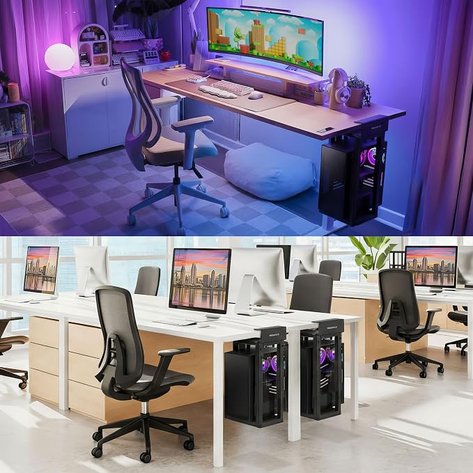 Mount-It! Under Desk PC Mount for Standing Desk, Heavy-Duty Clamp-On CPU Holder, Adjustable Computer Tower Mount for Desk, No-Drill, 66 lb Capacity, Fits Mid & Full Towers - Image 9