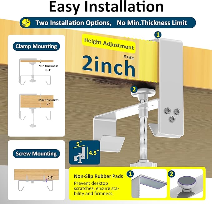 28" Small Under Desk Cable Management Tray No Drill, Compact Clamp On Cord Organizer for Dorm & Small Desk, Anti-Sag Oxford Fabric Wire Hider, Power Strip Holder (Beige, 28.6") - Image 3