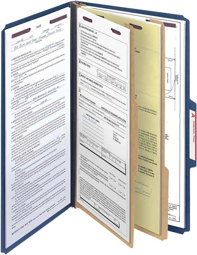 Smead PressGuard Classification File Folder with SafeSHIELD Fasteners, 2 Dividers, 2" Expansion, Legal Size, Dark Blue, 10 per Box (19200) - Image 5