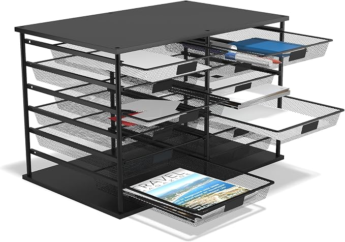 TRU RED Wire Mesh File Organizer, 12‑Compartment, Matte Black – High‑Capacity Vertical Desktop Sorter for Files & Mail - Image 3