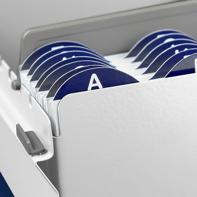 Acrimet 3 x 5 Card File Holder Organizer Box Metal Base Heavy Duty (AZ Index Cards and Divider Included) (White Color with Clear Crystal Plastic Lid Cover) | With A-Z Index & Non-Slip - Image 5