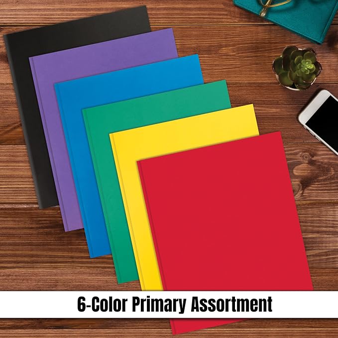 Letter Size Paper Portfolios by Better Office Products, Case of 100, Assorted Primary Colors, with Fasteners (Contemporary, 2 Pocket Paper Folders with Fasteners) - Image 5