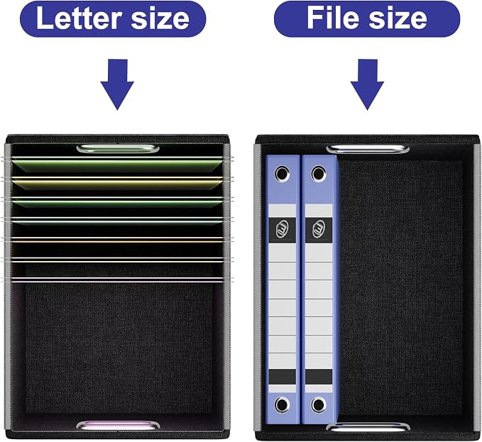 File Organizer Box with Lids, Collapsible File Folder Organizer | File Box with Plastic Slides for Document, Filing Bin for Letter Size Hanging File Folders (4 Pack, Navy Blue, Leather) - Image 4