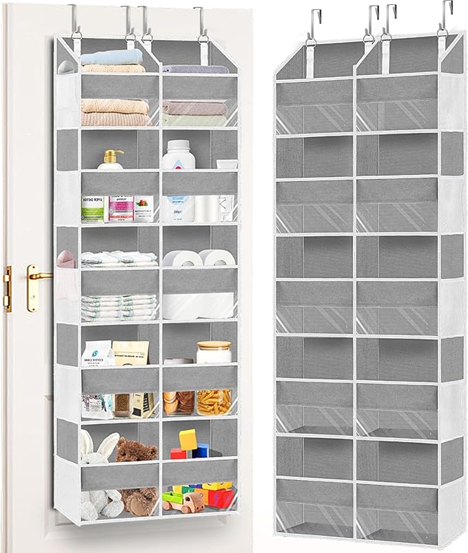 5-Tier Over Door Organizer, 10-Compartment Wide Storage Rack | 20" wide, 80 lbs for heavy family use, 10 side pockets, fits doors for closet, nursery, entryway, dorm, RV, laundry room by Ofiray-home