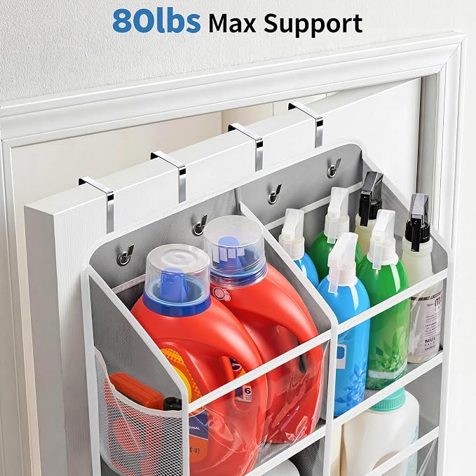 JARLINK Over the Door Organizer, Extra Large Storage for Bedroom, Grey | Anti-Tilt 100 lb Load Capacity, Hanging Door Organizer with 5 10 Mesh Pockets, Behind Door Storage for Bathroom, Nursery - Image 4