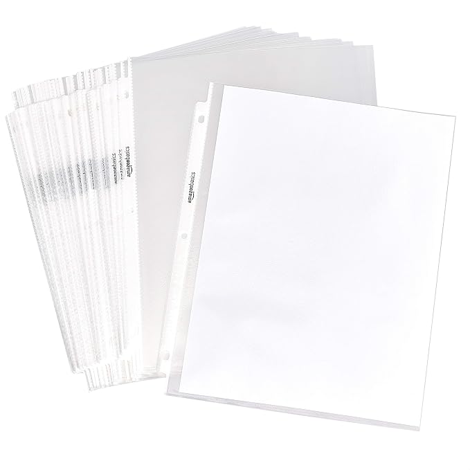 Amazon Basics Sheet Protectors for 3 Ring Binder, Non-Glare, Top Loading, Letter Size 8.5 x 11 in, Clear, 1200-Pack by AmazonBasics