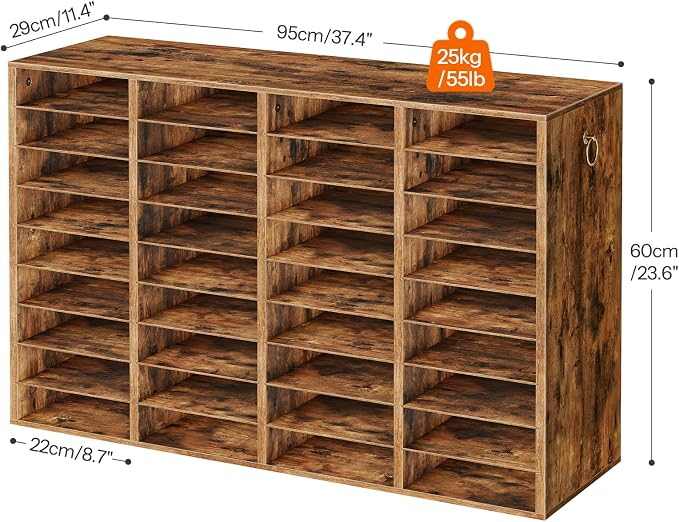 HOOBRO Wooden Literature Organizer, 36-Slot Mail Sorters, Removable Classroom Mailbox, Student Mailboxes for Classroom, Paper Storage Organizer, for Home, Office, Classroom, Rustic Brown FG36WF01 - Image 6