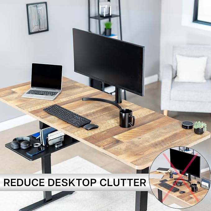 VIVO Adjustable Under Desk 16 x 12 inch Leg Shelf, Hidden Storage Tray for Small Accessories, Black, DESK-SF02LU - Image 8