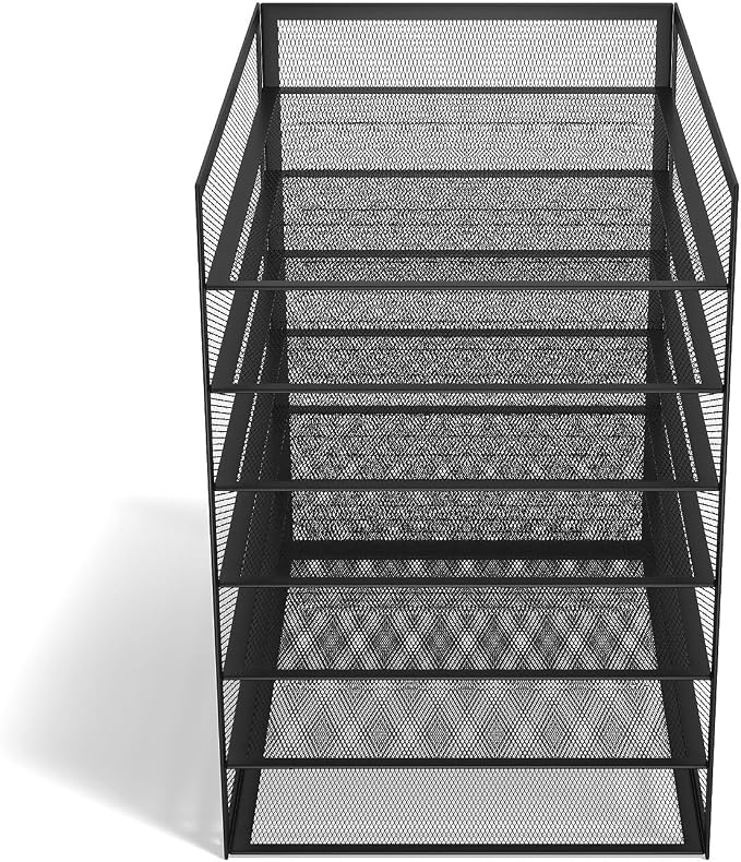 TRU RED Wire Mesh File Organizer, 6‑Compartment, Matte Black, 2‑Pack – Vertical Desktop Sorter for Files, Folders & Mail - Image 4