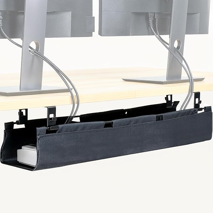 VIVO Screw-on Under Desk 31 inch Fabric Cable Management Tray, Wire Concealer, Power Strip Storage, Workspace Organization, Easy Fold Down Access, Black, DESK-AC31F-S by Unknown