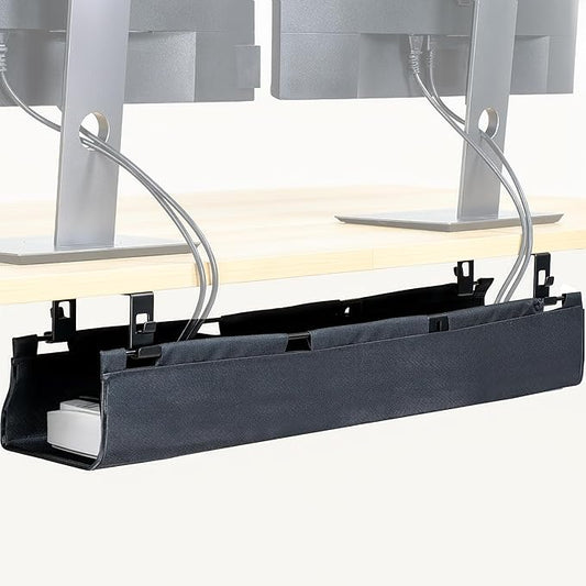 VIVO Screw-on Under Desk 31 inch Fabric Cable Management Tray, Wire Concealer, Power Strip Storage, Workspace Organization, Easy Fold Down Access, Black, DESK-AC31F-S by Unknown
