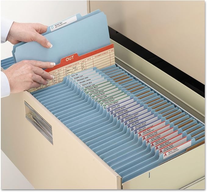 Smead Pressboard Legal Size File Folders with SafeSHIELD Fasteners, 2 Dividers, 2" Expansion, Office Folders, Paper Holder, Blue, 10 per Box (19030) - Image 2