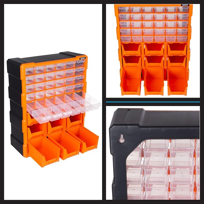 Stalwart Plastic Storage Drawers - 39-Drawer Screw Organizer, Black - Image 8