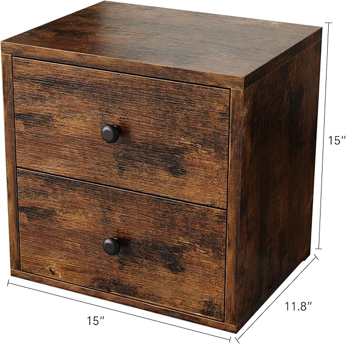 FUSUNBAO Magic DIY Cube Storage Organizer Stackable Cubes for Home Books Clothes Toy-Modular Cubby Storage System-Office Cubical-Bookcase Closet (Antique Brown, Drawer Cube) - Image 3