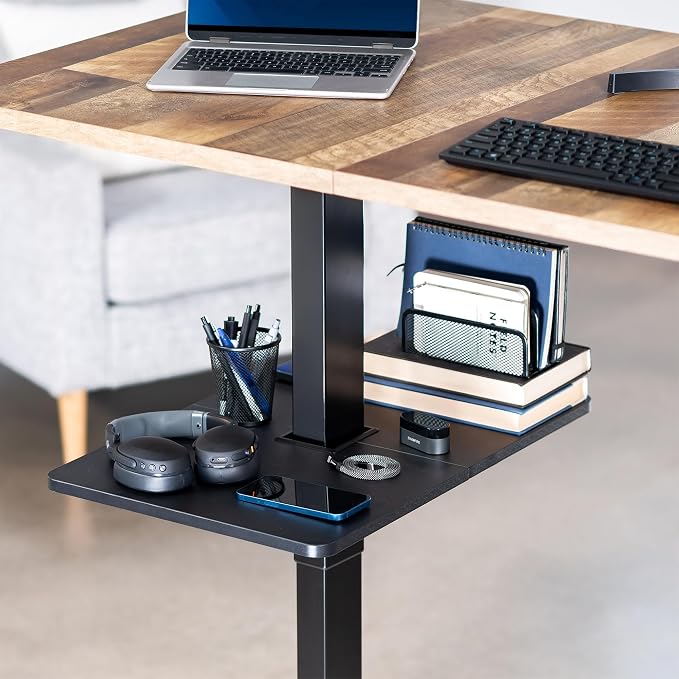 VIVO Adjustable Under Desk 16 x 12 inch Leg Shelf, Hidden Storage Tray for Small Accessories, Black, DESK-SF02LU - Image 4