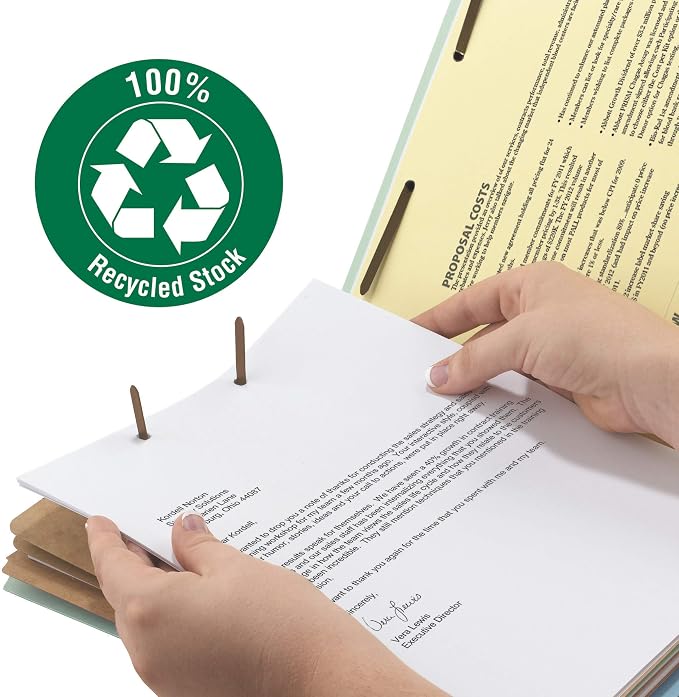 Smead 100% Recycled Pressboard Classification File Folder, 3 Dividers, 3" Expansion, Legal Size, Gray/Green, 10 per Box (19093) - Image 4