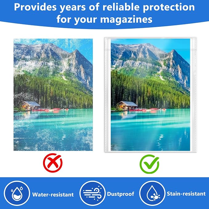 100 Pcs Magazine & Comic Book Protector Sleeves with 100 Backing Boards - Full Archival Set, Acid-Free Plastic Sleeves & Hard Boards for Collectors (28x36cm) - Image 5