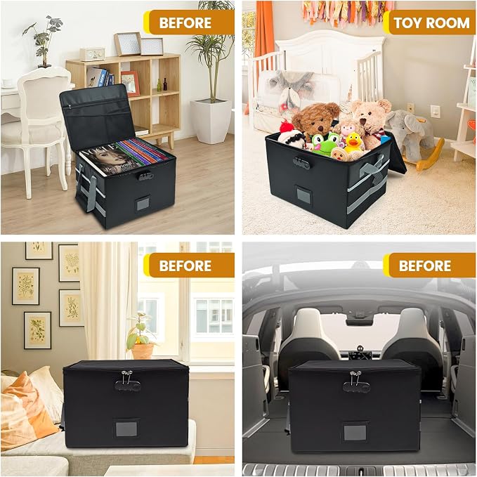 File Box with Hanging Folders Important Fireproof Document Organizer with Lock Collapsible Portable File Box with Handle for Home or Office for Hanging Letter & Legal Folder - Image 6
