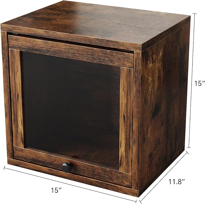 FUSUNBAO Magic DIY Cube Storage Organizer Stackable Cubes for Home Books Clothes Toy-Modular Cubby Storage System-Office Cubical-Bookcase Closet(Antique Brown, Glass Door Cube) - Image 3