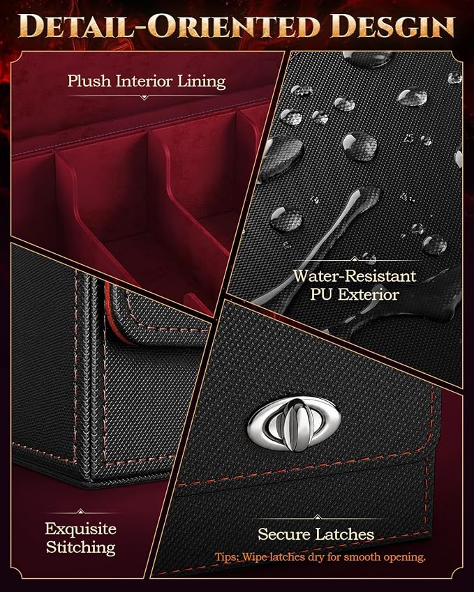 MoKo Trading Card Storage Box for MTG, 3900+Capacity, Black Red | Card box with Dice Tray, Commander Display & Handle, Top Loaders Organizer Case, For Magic Game, TCG PTCG Sport Cards - Image 6