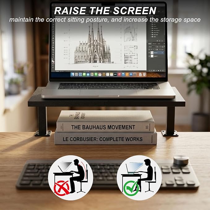 15-Inch Desktop Clamp-on Shelf & Monitor Riser, 2-in-1 Reversible Design – Fits Either Side of Desk, C-Clamp for Stability, Holds 44 lbs, for Gaming PC, Console & Office Setup - Image 3