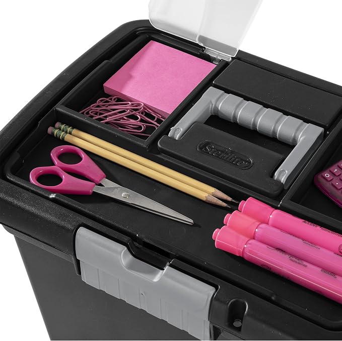 Sterilite Portable File Box, Letter File Storage Bin with Handle, 4 Pack | Heavy-Duty and Stackable Plastic Containers with Latches for Closet, Cabinet, Bedroom, Bathroom and Dorm Room Organization - Image 7