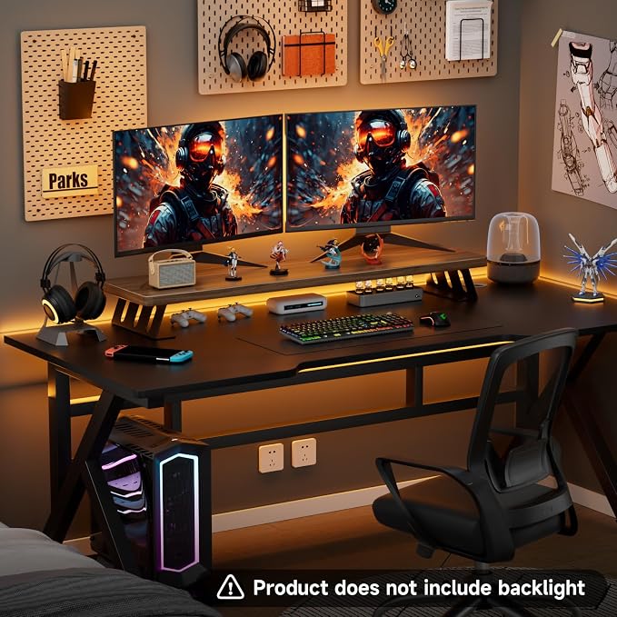 Dual Monitor Stand Riser, 39 Inch Large Wood Monitor Stands for 2 Monitors | Desk Monitor Riser for Computer/Laptop/Printer/TV, Stand Riser up to 220 lbs - Image 4