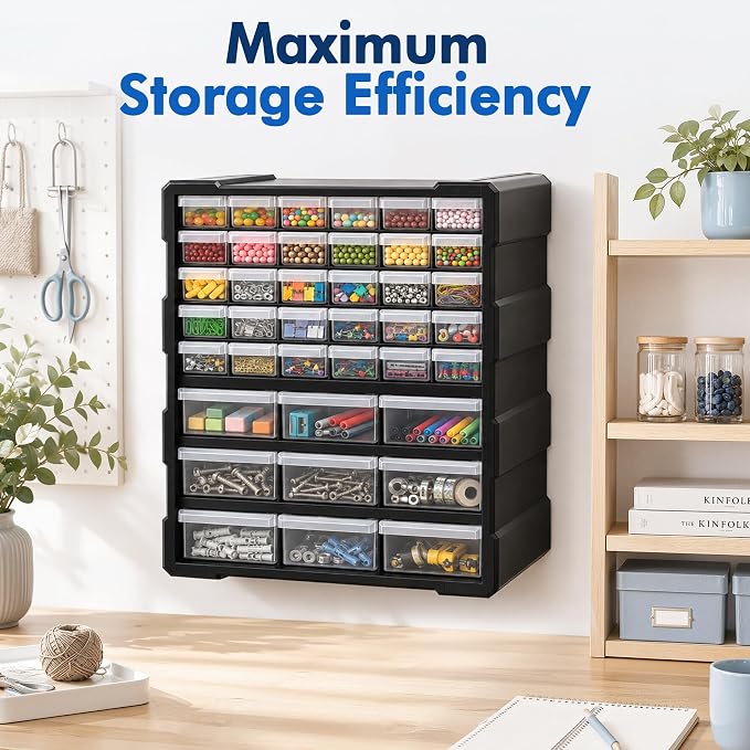 Drawer Organizer for Garage Building Bricks Storage,Thicker Craft Organizers Storage with Dividers Labels for Hardware,Screws,Nuts Bolts,Teacher Toolbox,Charms,Beads,Craft,Scrapbook - Image 8