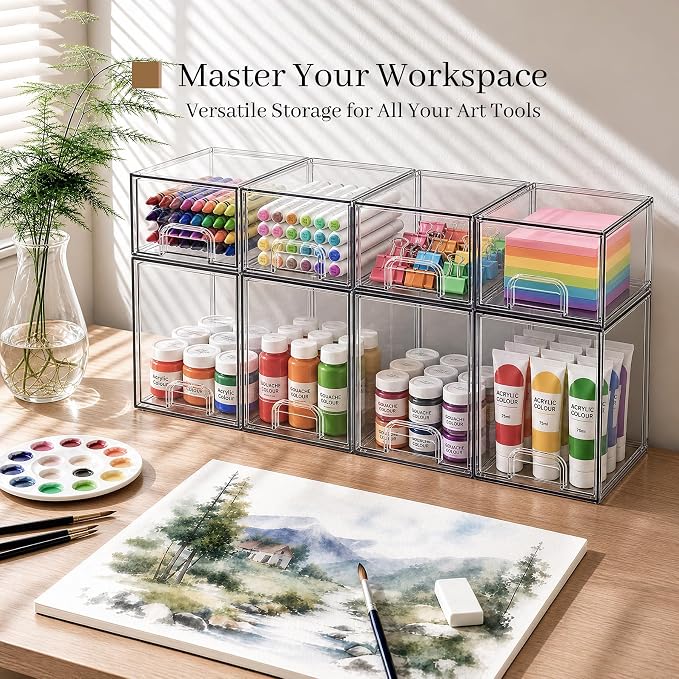 Clear Stackable Storage Drawers, Baby Bottle Organizer, Easily-Access Makeup Organizer, Durable Containers for Bathroom Countertop, Pantry and Medicine Cabinet Organizer - Image 7