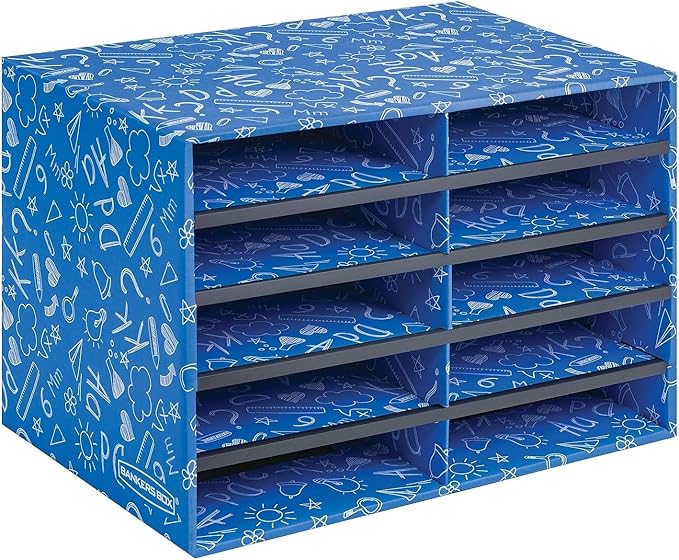 Bankers Box 10-Compartment Mail Sorter, 19.5" x 12.375", Blue | Turn paper piles into organized workflows with durable compartments that keep mail, forms, and projects easy to find. - Image 5