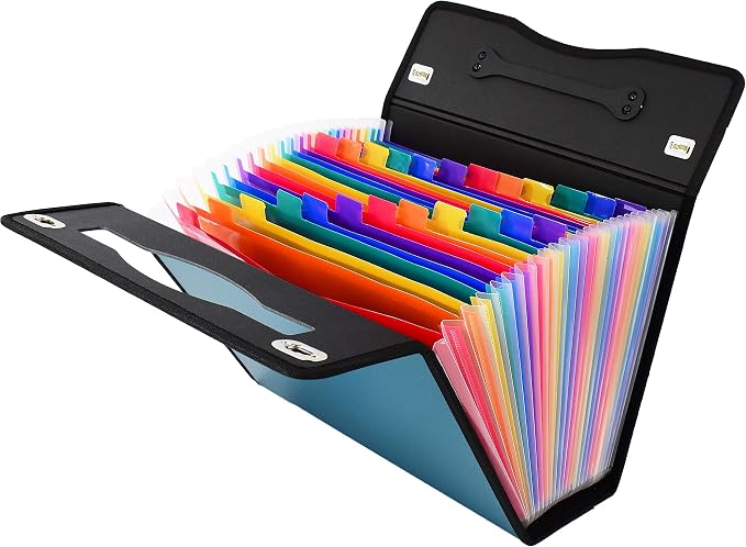 CNK Accordion File Organizer - 36 Pocket Teal Folder with Ergonomic Handle, Double Lock Buckles, Protects Documents, Durable Polypropylene, 8.5 x 11 in - Image 2
