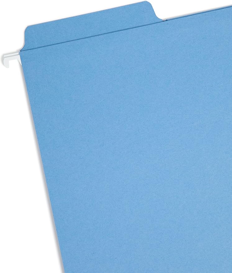 Smead FasTab Hanging File Folder, 1/3-Cut Built-in Tab, Letter Size, Assorted Pastel Colors & FasTab Hanging File Folder, 1/3-Cut Built-in Tab, Letter Size, Blue, 20 per Box (64099) - Image 6