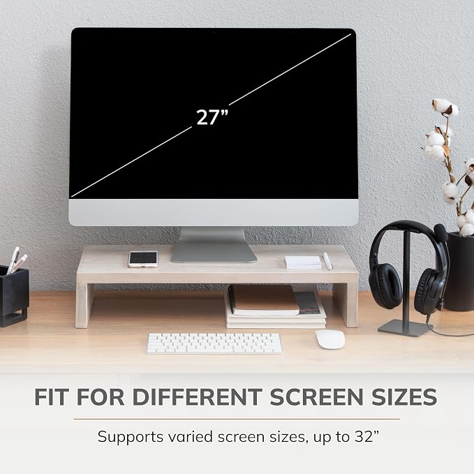 Anji Mountain Wooden Monitor Stand - Elegant Monitor Riser,Perfect Monitor Stand for Desk Organization, Durable Wood Construction monitor stands,Enhances Ergonomics and Workspace Efficiency,White Wash - Image 4