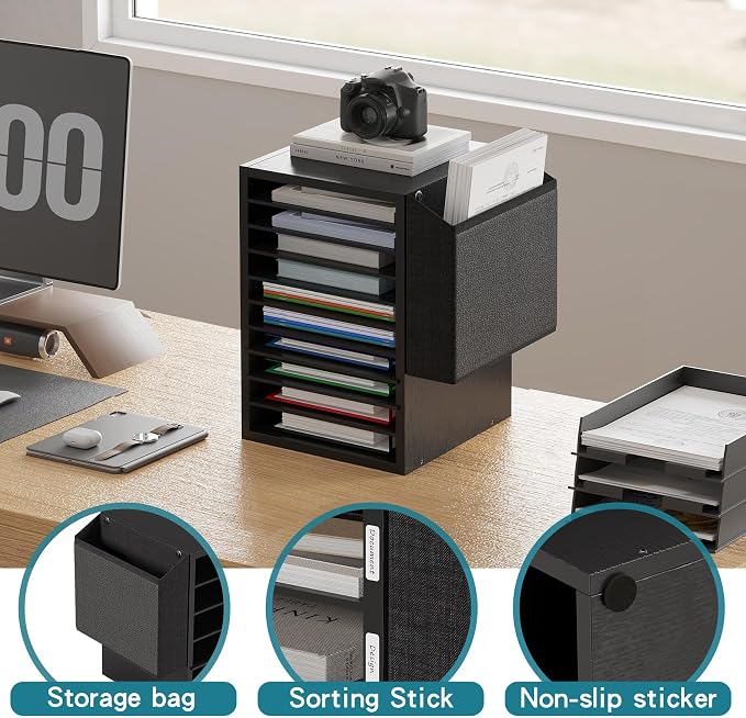 Unionly 10Tier Adjustable Mail Sorter,Wood Paper Organizer for Class,Office | Office Mailbox with name slot,Literature Organizer with side pocket,Wooden File Storage Organizer for school,classroom,office - Image 7