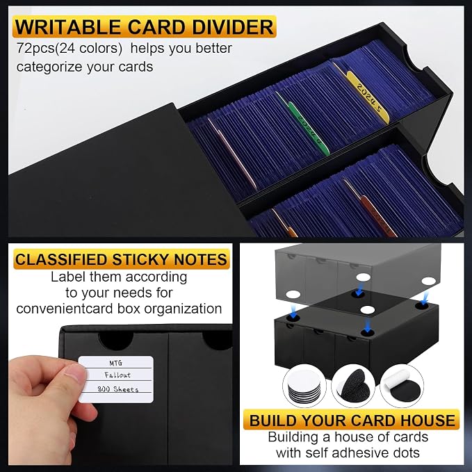 Trading Card Storage Box, 14400+ Card Organizer with 24 Inner Boxes & 72 Card Dividers, Fits Sleeved Cards & Toploaders for MTG, TCG, YGO, PTCG, Sports Cards, with Labels & Tapes - Image 4