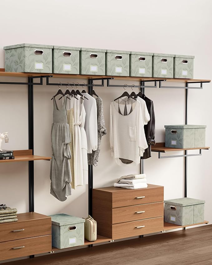 File Organizer with Lid, File Box, File Cabinet for Letter File Folder Storage, Hanging File Organizer for Office/Decor/Home,Document Organizer, 1 Pack,Leaf Gray-Box Only - Image 6