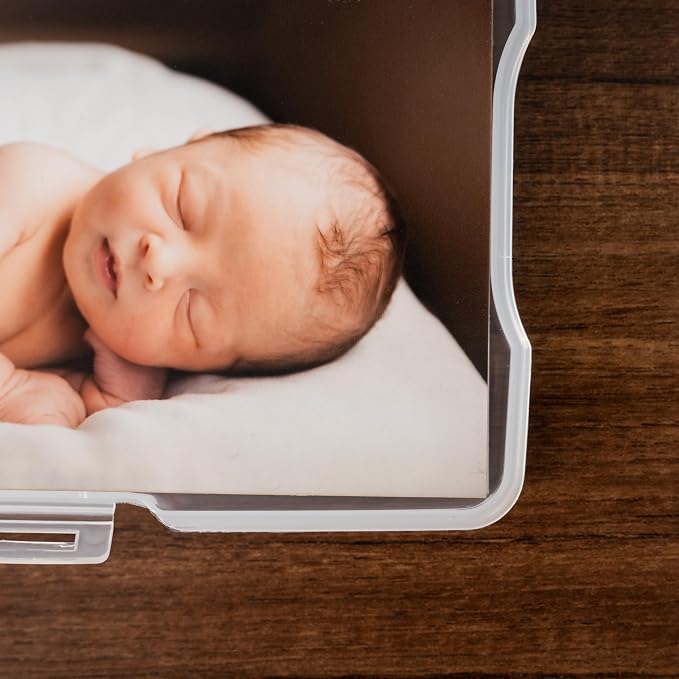 IRIS USA Photo Storage Box |Made in USA| 12 Cases - (2-Pack) - Clear | Fits 4" x 6" Pictures / Built-In Handle / Organizing Containers for Tasks, Stickers, Ephemera & Flashcards - Image 6