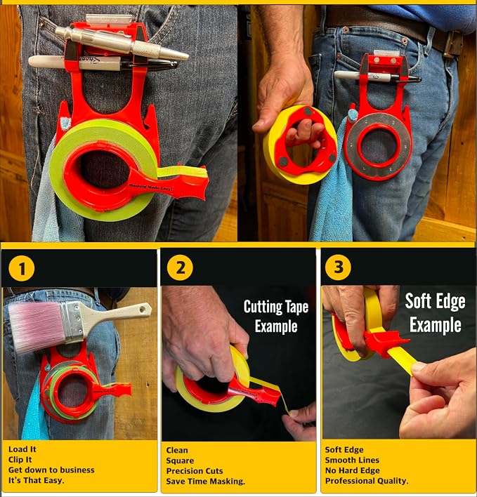 The Tape Caddy Super Pack Wearable Magnetic Tape Holder Kit for Painters, Holds Multiple Tape Sizes with Cut-N-Roll Attachment - Image 5