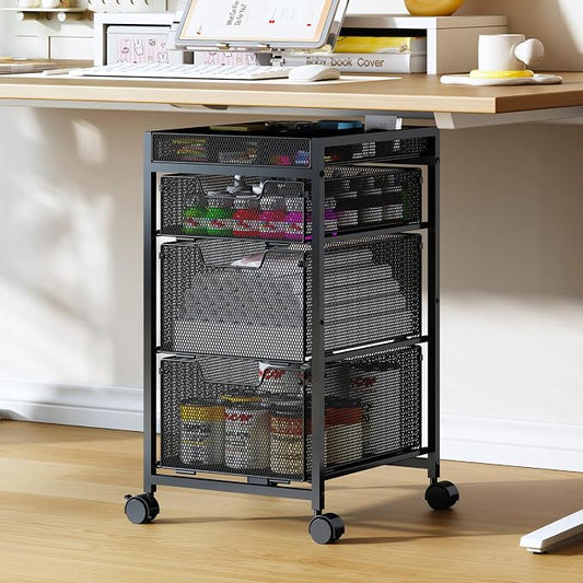 Rolling Utility Cart with 3 Drawers, Craft Organizer and Storage with DIY Divider, Lockable Wheels, Multi-Functional Storage for Art Supplies, Store for Brushes & Paints & Small Parts(Patent Pending) by Hayexiha