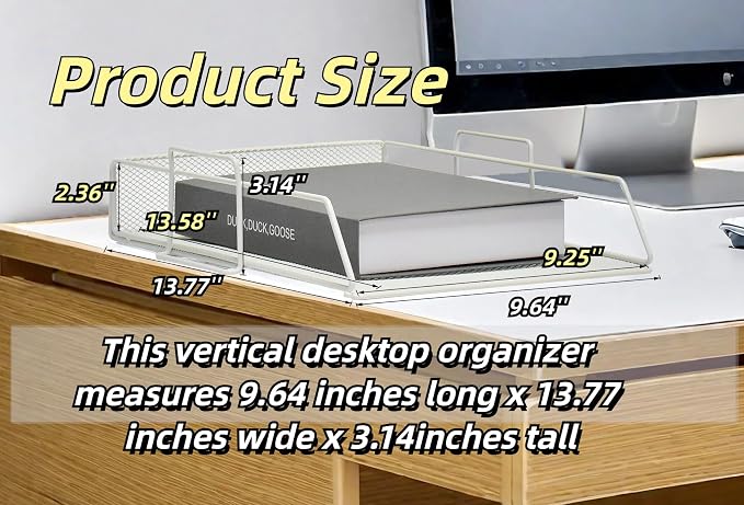YFS A4 Mesh Letter File Folder Holder, Paper Organizer Letter Tray with Handle, 4 Tier Stackable Letter Tray, Document Organizer, Office Decor (A4,Vertical,White, 4 Tier) - Image 2