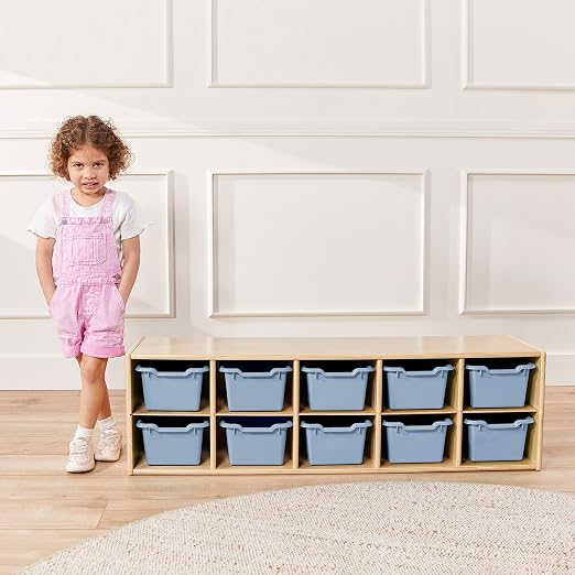 ECR4Kids Scoop Front Storage Bins, Multipurpose Organization, Powder Blue, 10-Piece - Image 7