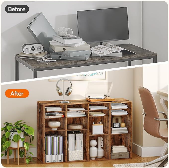 HOOBRO Wooden Literature Organizer, 36-Slot Mail Sorters, Removable Classroom Mailbox, Student Mailboxes for Classroom, Paper Storage Organizer, for Home, Office, Classroom, Rustic Brown FG36WF01 - Image 5