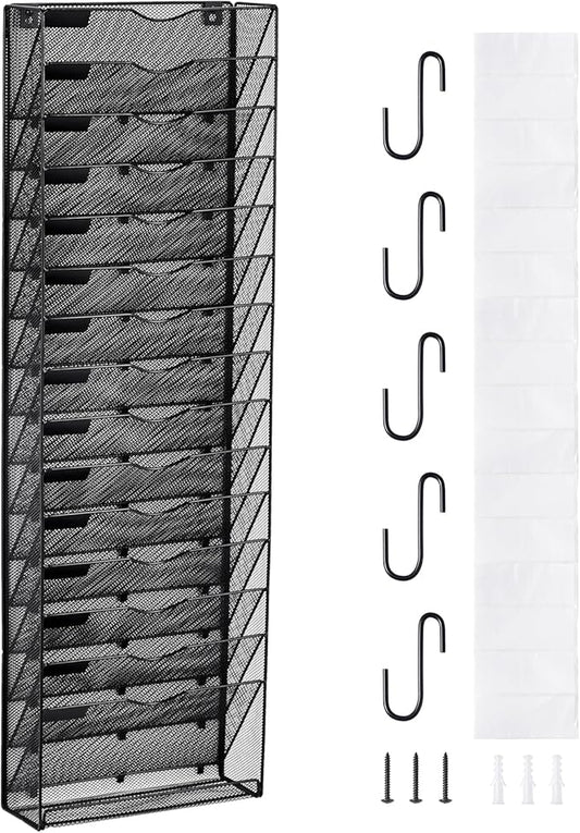 VEVOR File Wall Rack, 1-Piece 16 Pockets Mesh Wall File Holder, Wall Mounted Magazine Mail Paper and Document Storage Folder WJBGJHSWJSWSGLDOLV0 by VEVOR